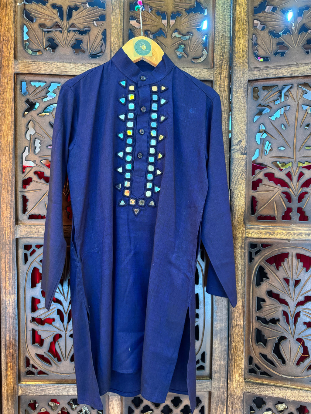 DARK BLUE MIRROR BOYS KURTA HANDMADEAHOLIC BY MISHKA