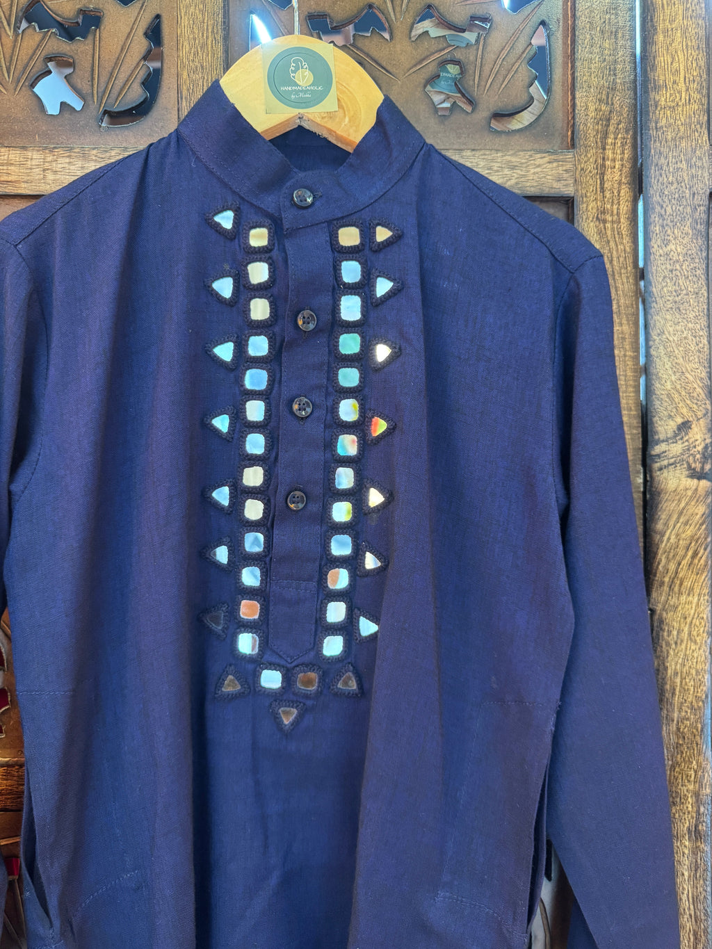 DARK BLUE MIRROR BOYS KURTA HANDMADEAHOLIC BY MISHKA