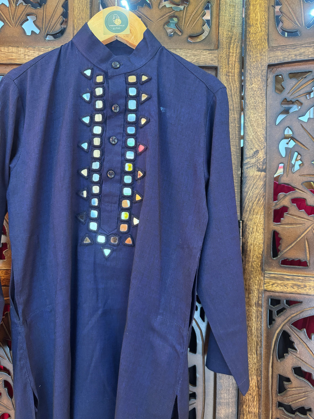 DARK BLUE MIRROR BOYS KURTA HANDMADEAHOLIC BY MISHKA