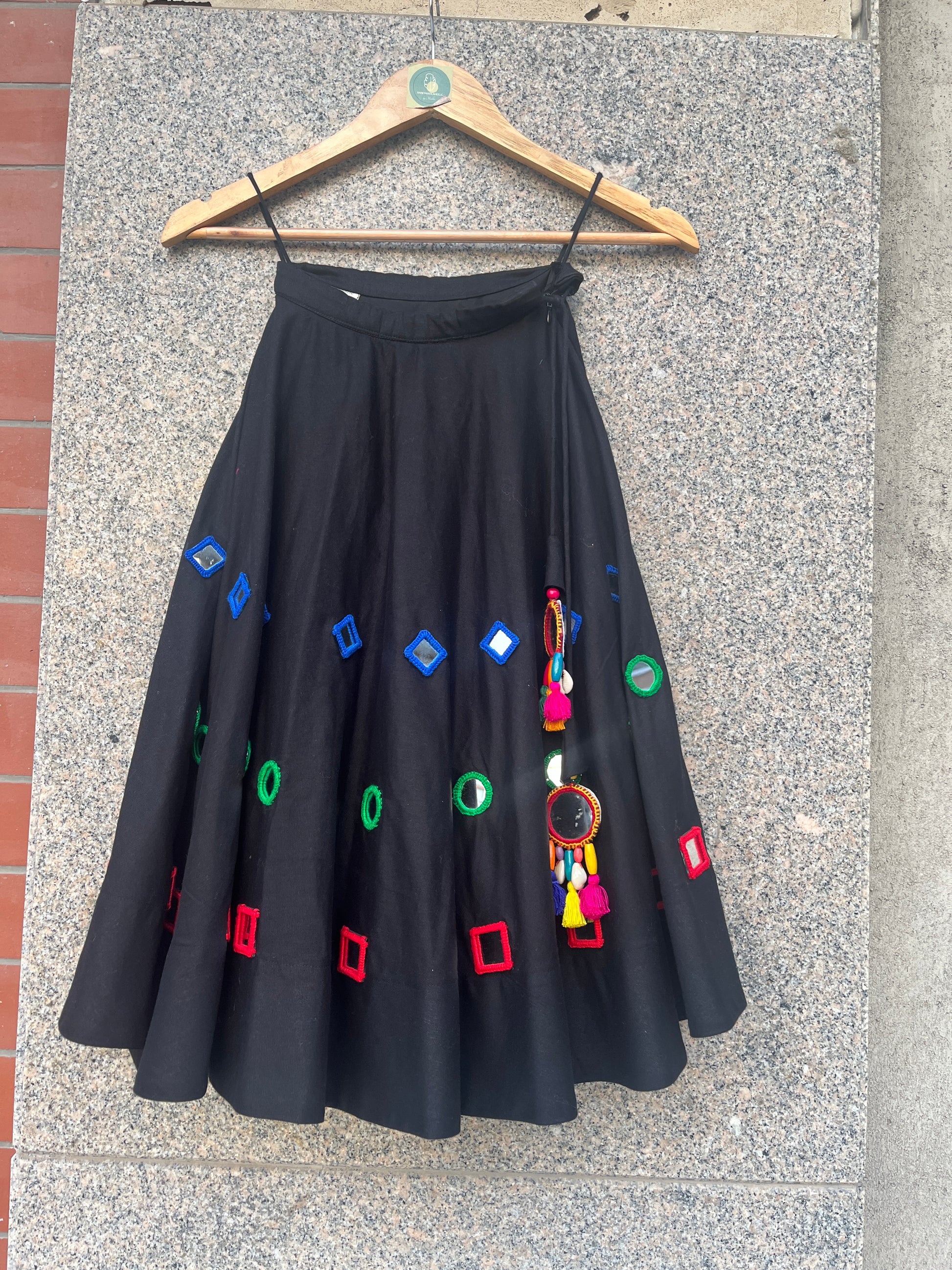 MULTI MIRROR BLACK AND BLACK CHANIYA CHOLI - handmadeaholicmishka