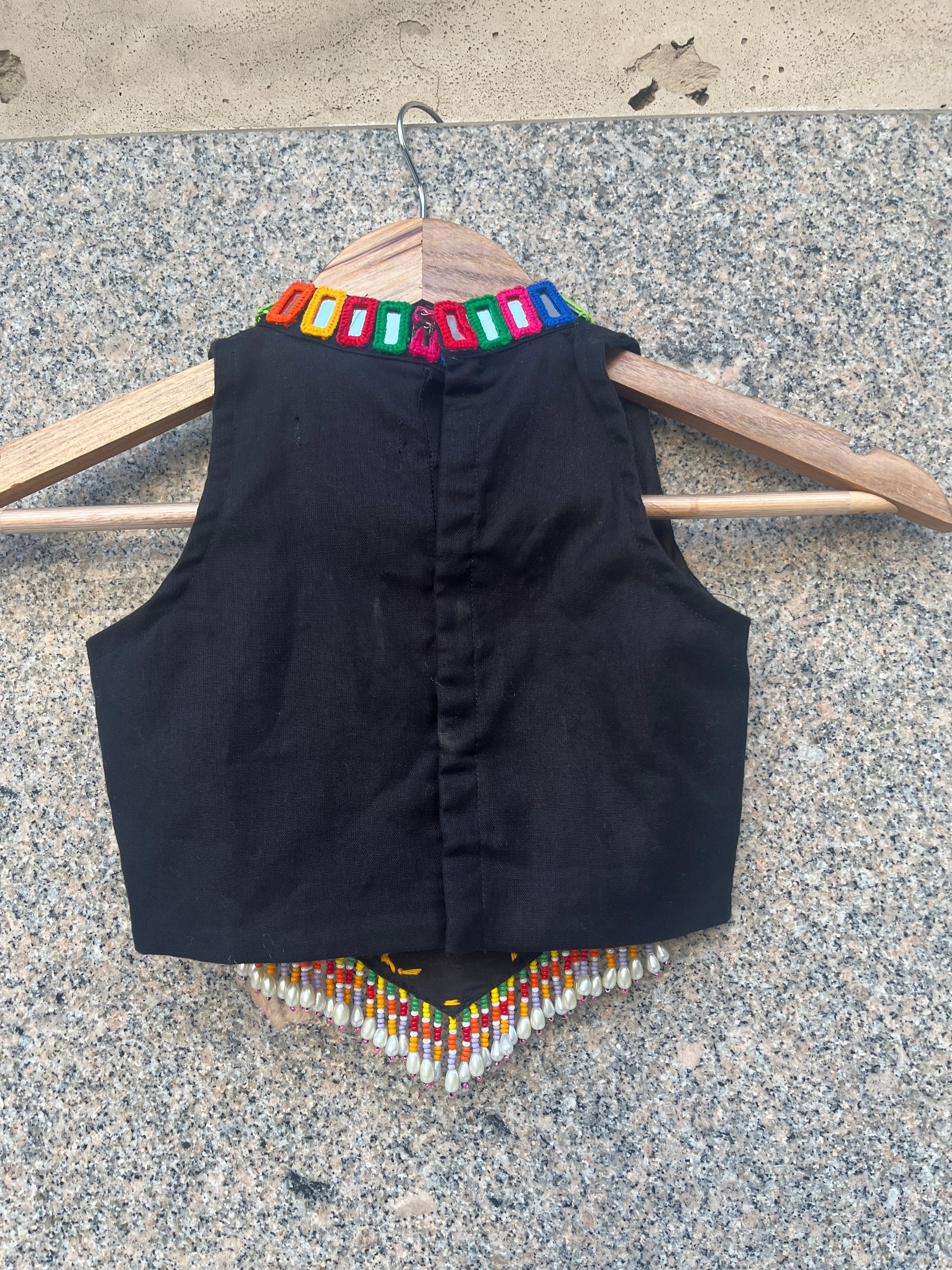 BLACK MULTICOLOR MIRROR BLOUSE - handmadeaholicmishka
