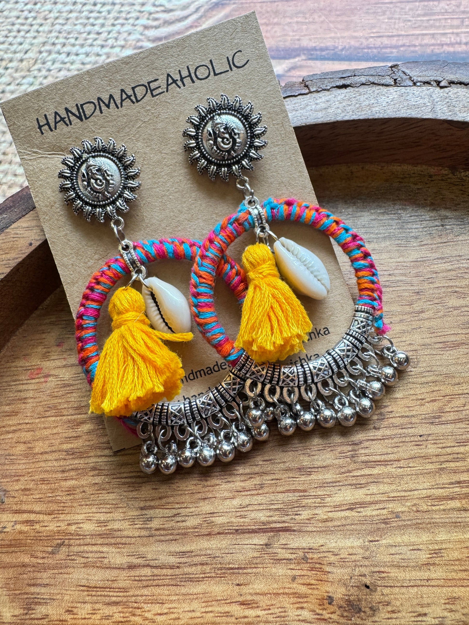 YELLOW FUMKA SILVER EARRINGS HANDMADEAHOLIC BY MISHKA