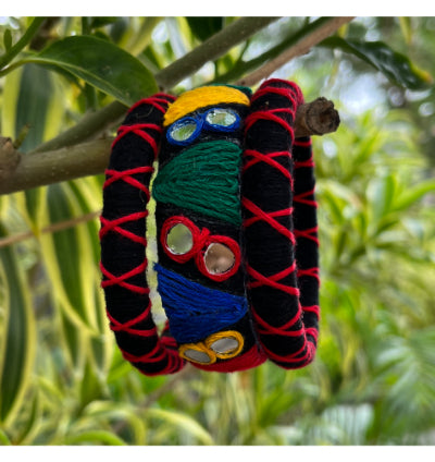 RED AND BLACK GAMTHI BANGLE HANDMADEAHOLIC BY MISHKA