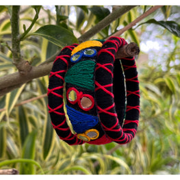 RED AND BLACK GAMTHI BANGLE HANDMADEAHOLIC BY MISHKA