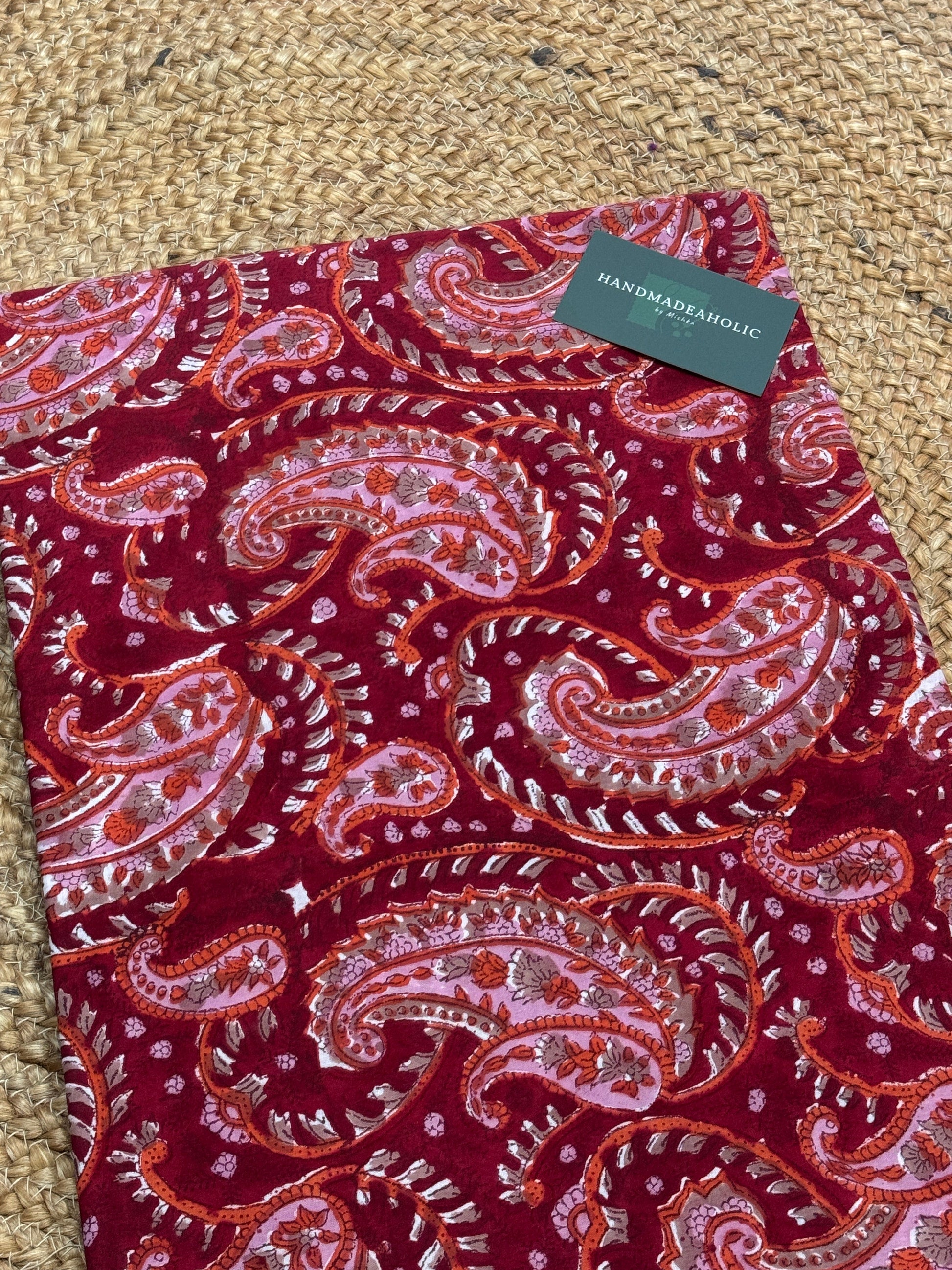 MAROON HANDBLOCK COTTON FABRIC HANDMADEAHOLIC BY MISHKA