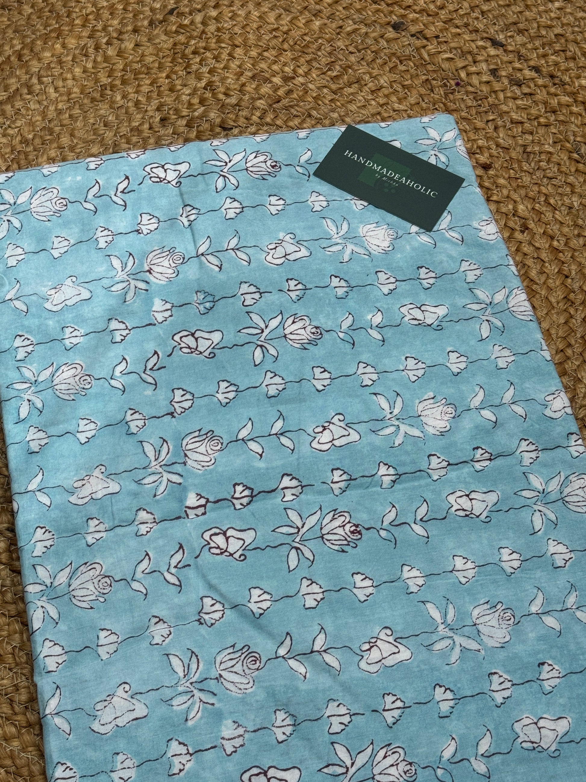 SKY BLUE HANDBLOCK COTTON FABRIC HANDMADEAHOLIC BY MISHKA
