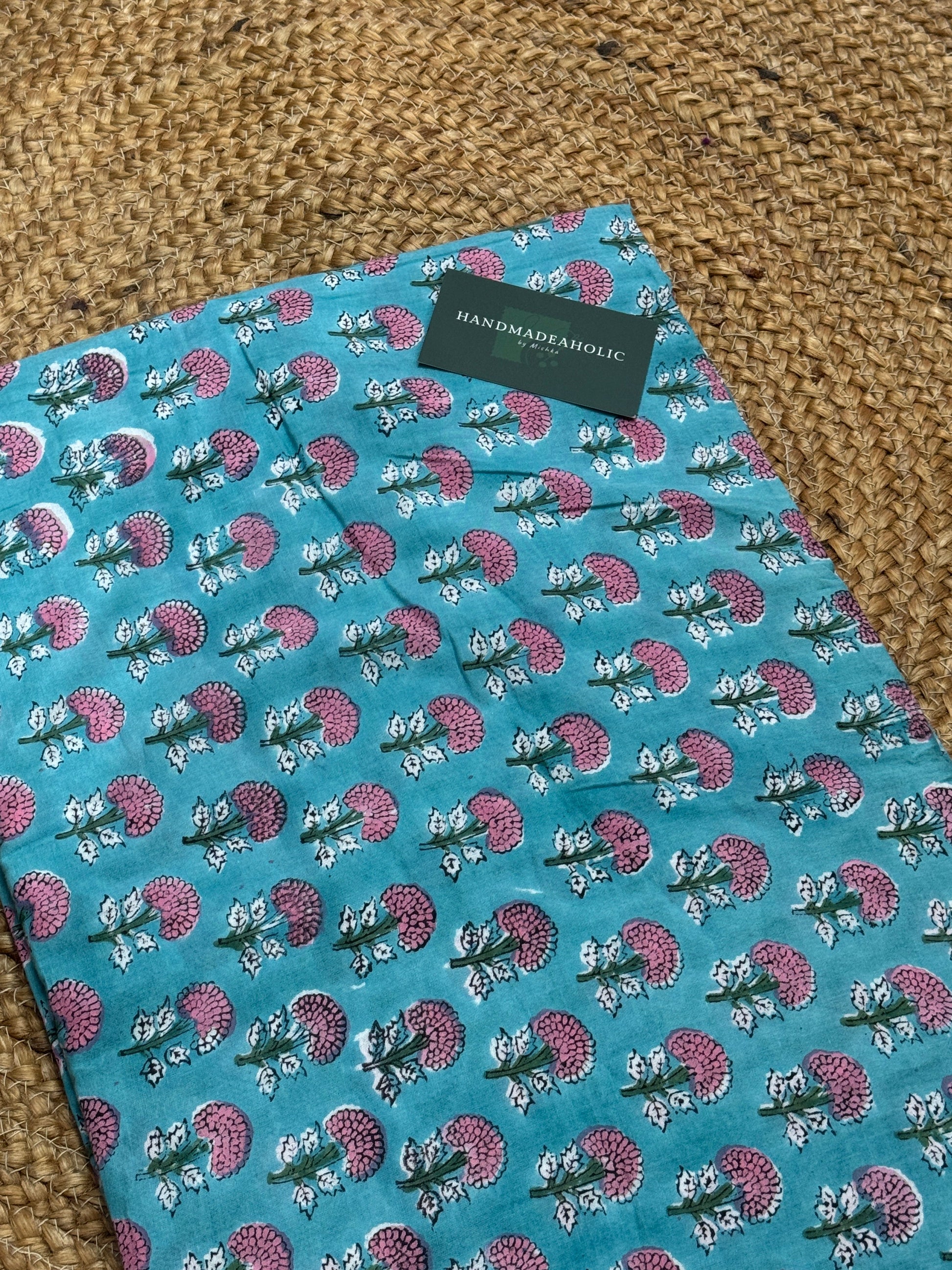 PINK MOGRA HANDBLOCK COTTON FABRIC HANDMADEAHOLIC BY MISHKA
