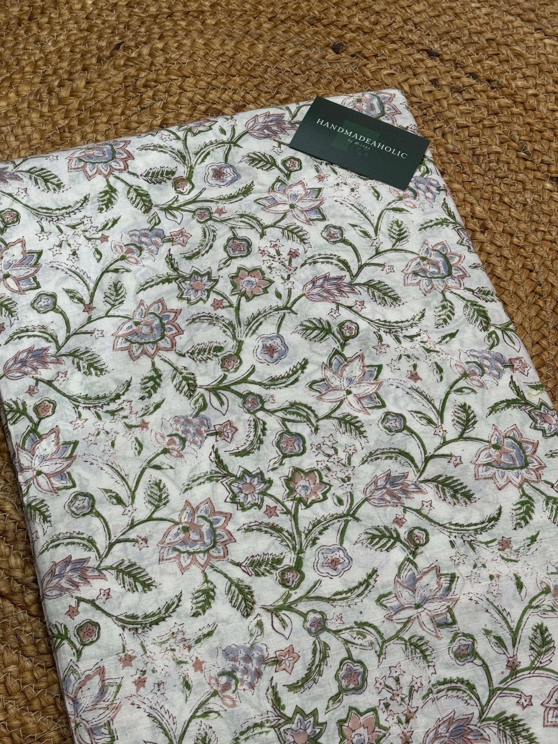 GREEN PRINT HANDBLOCK COTTON FABRIC HANDMADEAHOLIC BY MISHKA