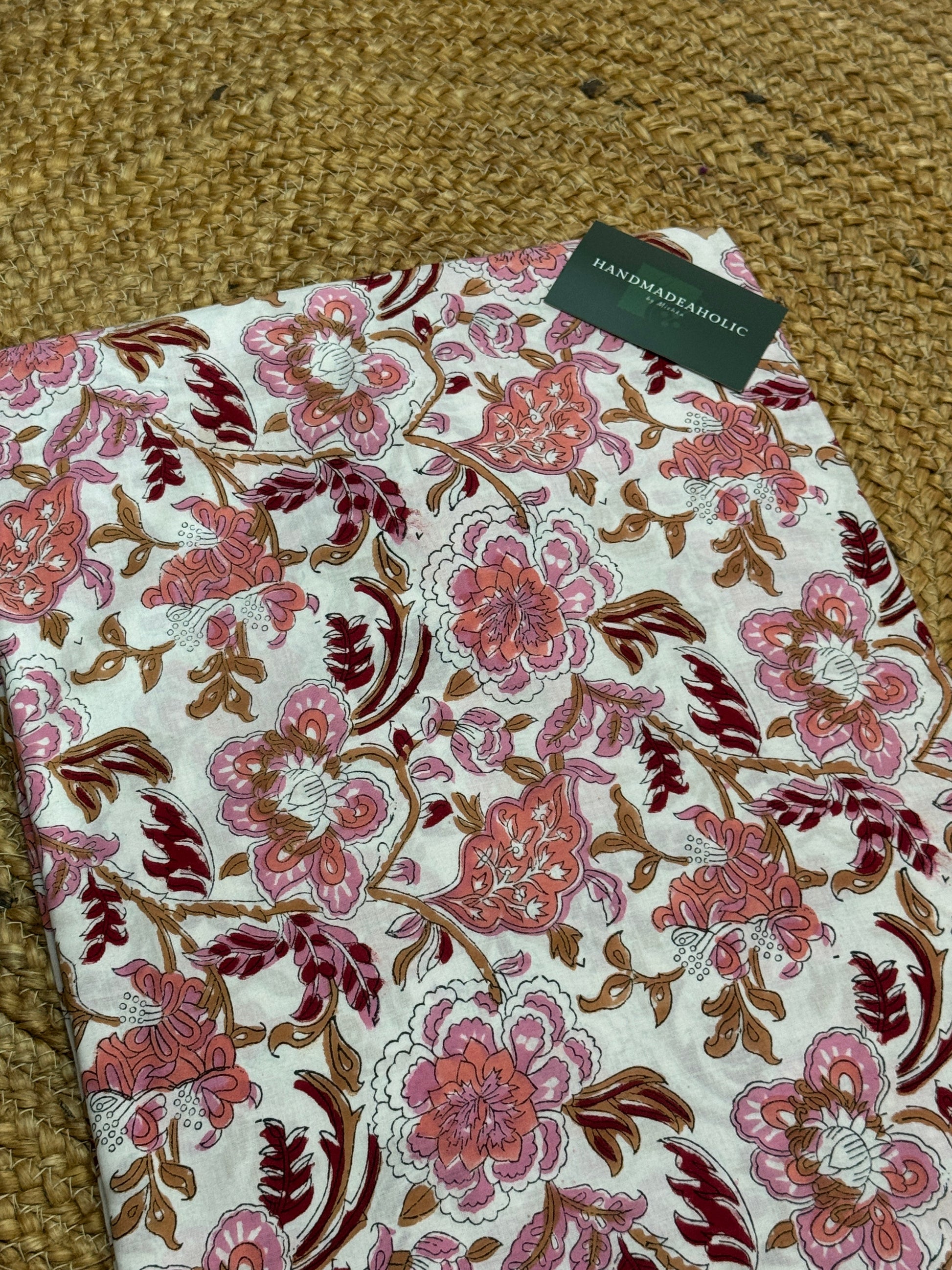 PEACH PRINT HANDBLOCK COTTON FABRIC HANDMADEAHOLIC BY MISHKA