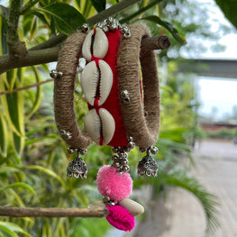 KATHI RED COWRIE BANGLE HANDMADEAHOLIC BY MISHKA