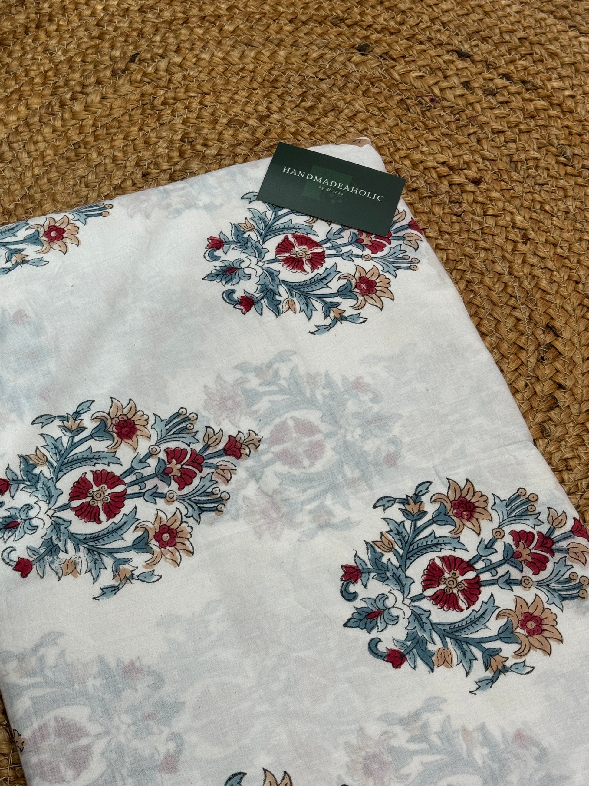 ELEGANT BUTA HANDBLOCK COTTON FABRIC HANDMADEAHOLIC BY MISHKA