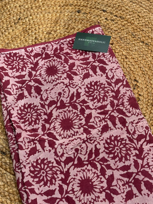 PEACH MAROON HANDBLOCK COTTON FABRIC HANDMADEAHOLIC BY MISHKA