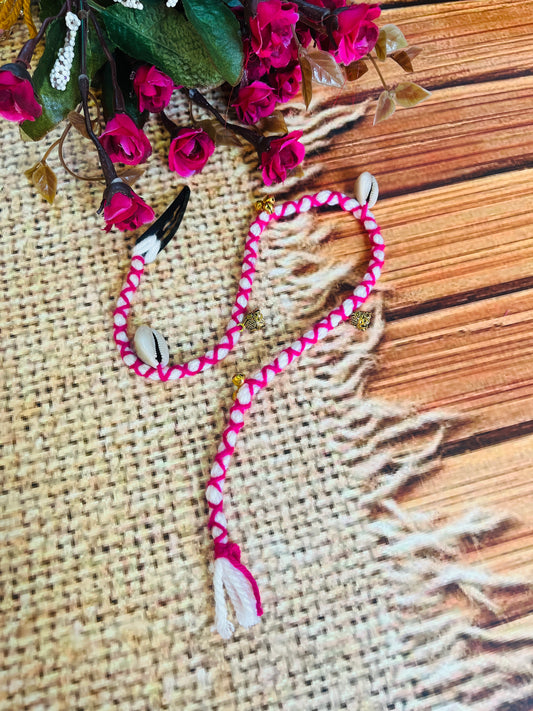 PINK AND WHITE SINGLE HAIR PARANADI - handmadeaholicmishka