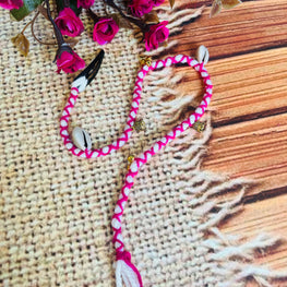 PINK AND WHITE SINGLE HAIR PARANADI - handmadeaholicmishka