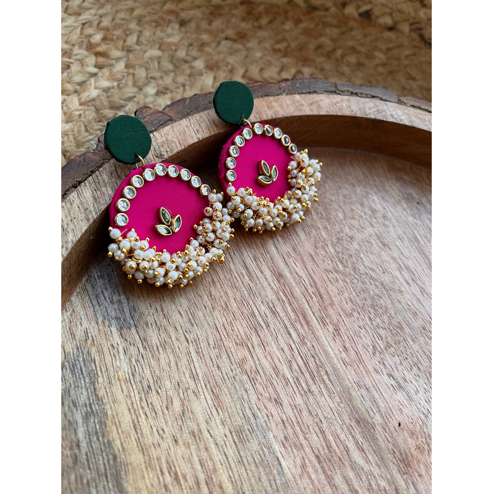 PINK GREEN GHUNGHROO EARRING HANDMADEAHOLIC BY MISHKA