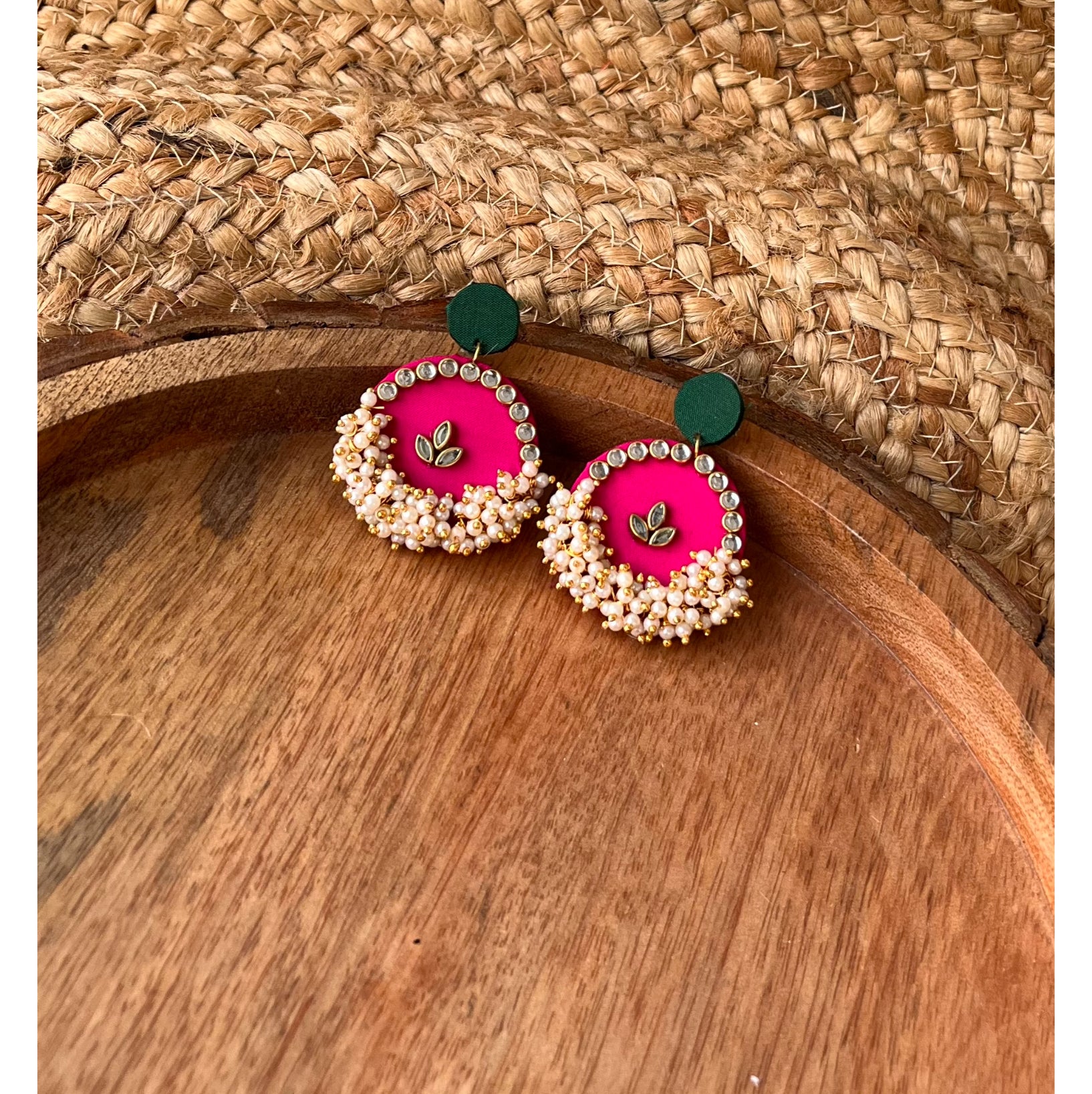 PINK GREEN GHUNGHROO EARRING HANDMADEAHOLIC BY MISHKA