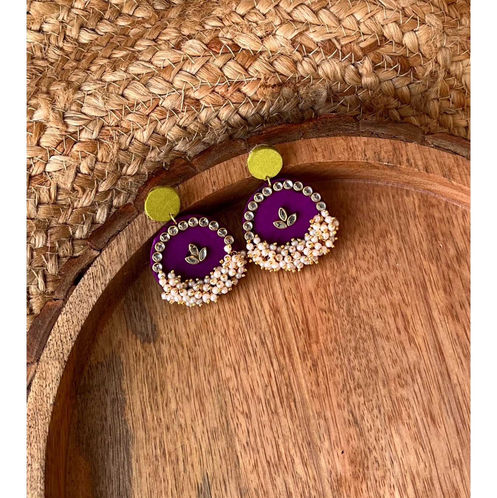 PURPLE GREEN GHUNGHROO EARRING HANDMADEAHOLIC BY MISHKA