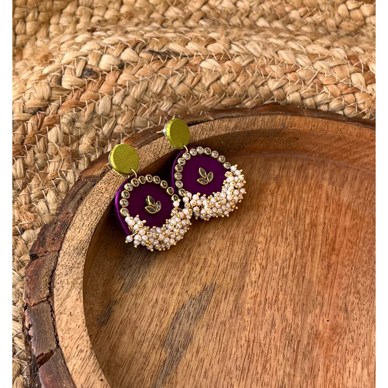 PURPLE GREEN GHUNGHROO EARRING HANDMADEAHOLIC BY MISHKA