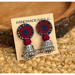 MAROON BLUE SILVER JUMKHA HANDMADEAHOLIC BY MISHKA