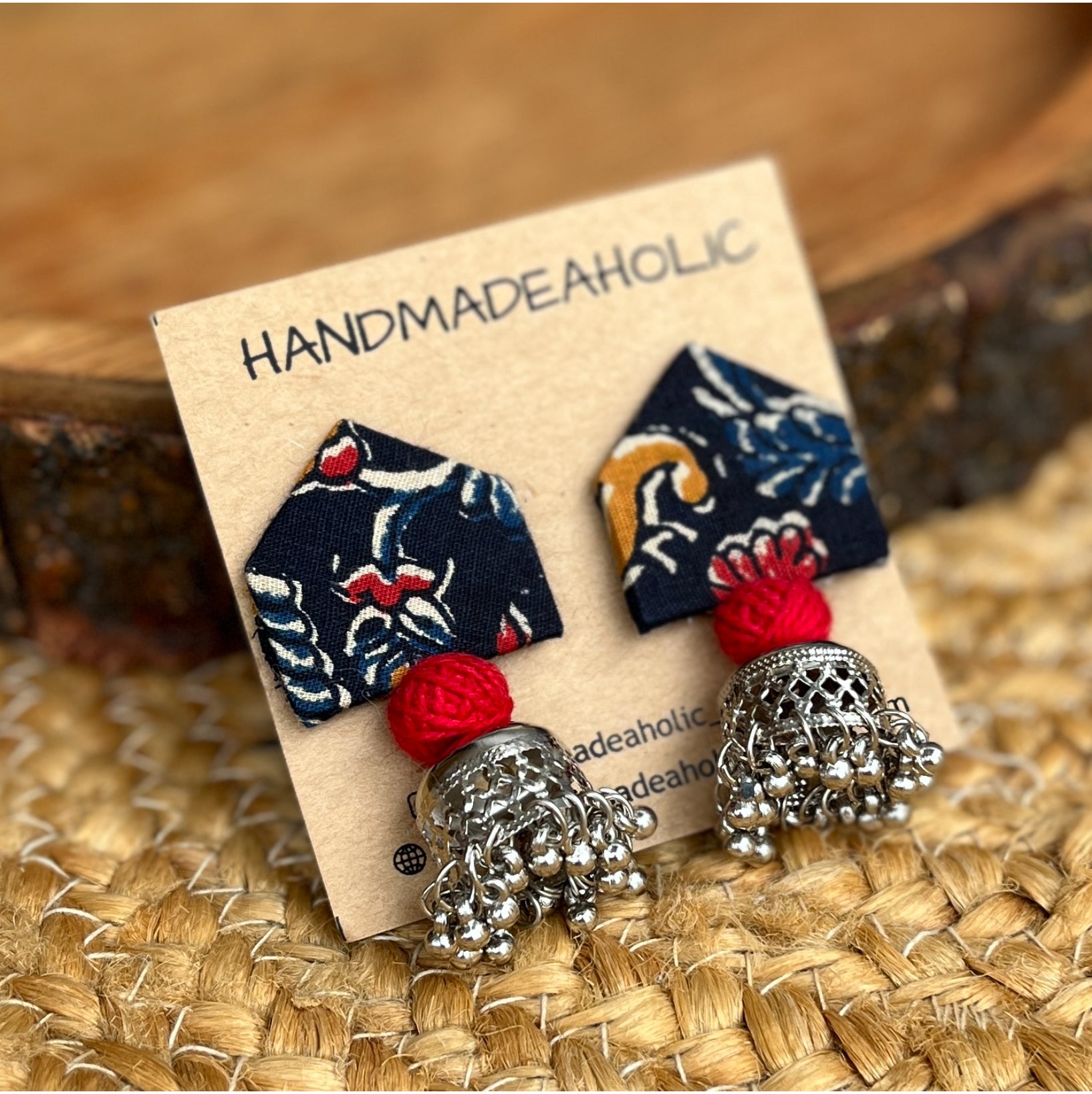 BLUE RED SILVER JUMKHA HANDMADEAHOLIC BY MISHKA