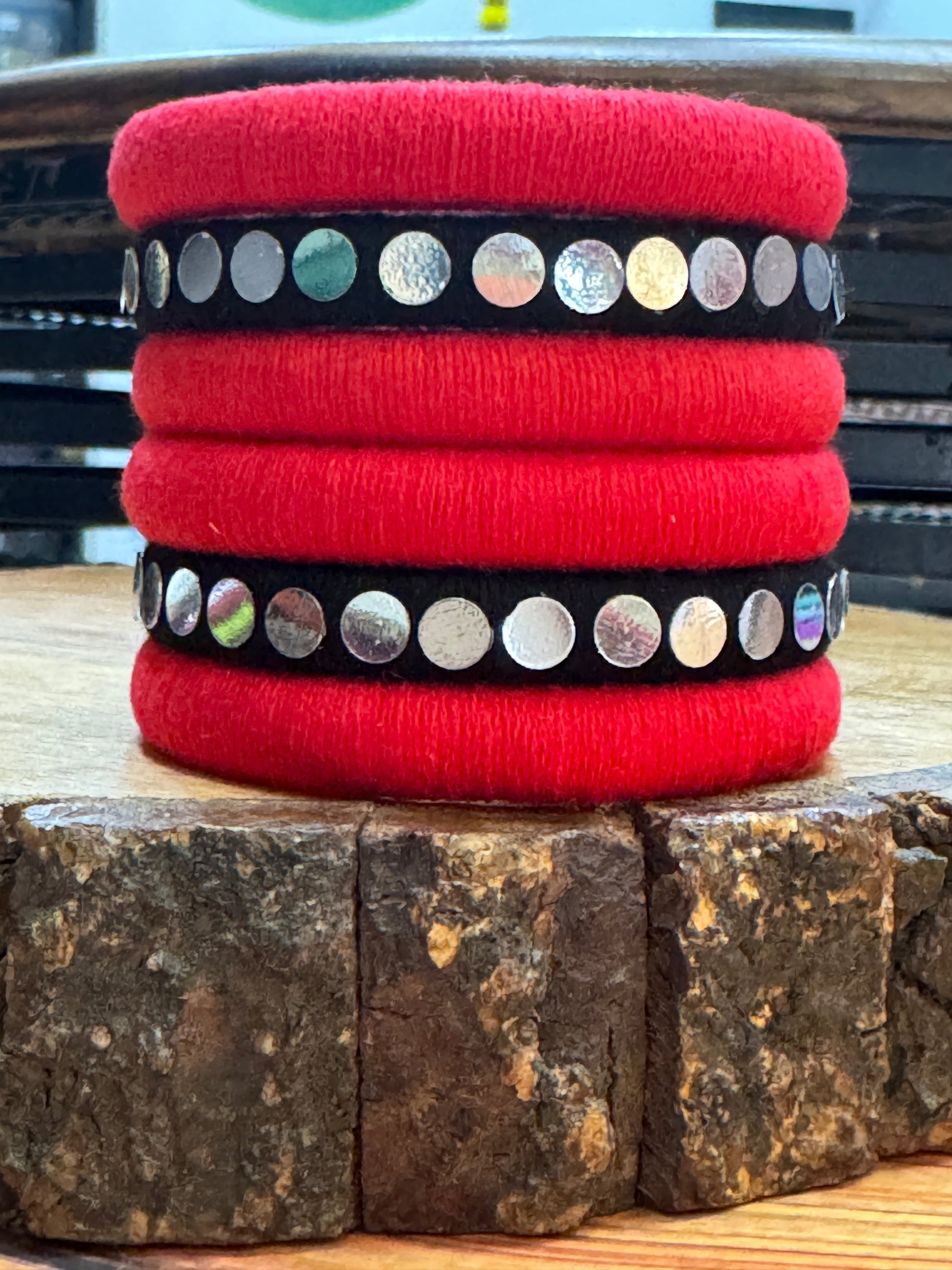 RED TIKKA BANGLES HANDMADEAHOLIC BY MISHKA
