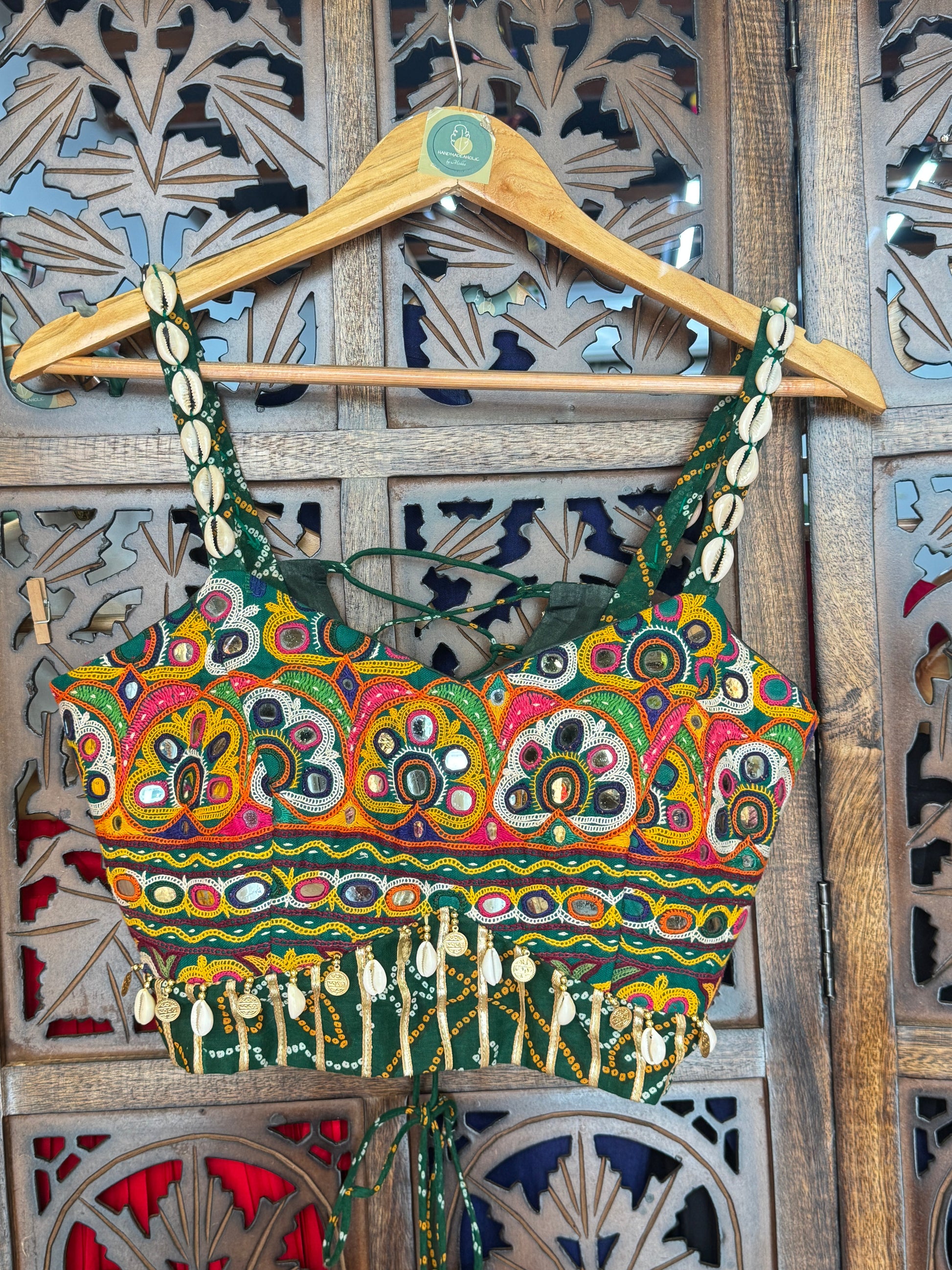 GREEN BANDHANI BLOUSE'25 HANDMADEAHOLIC BY MISHKA