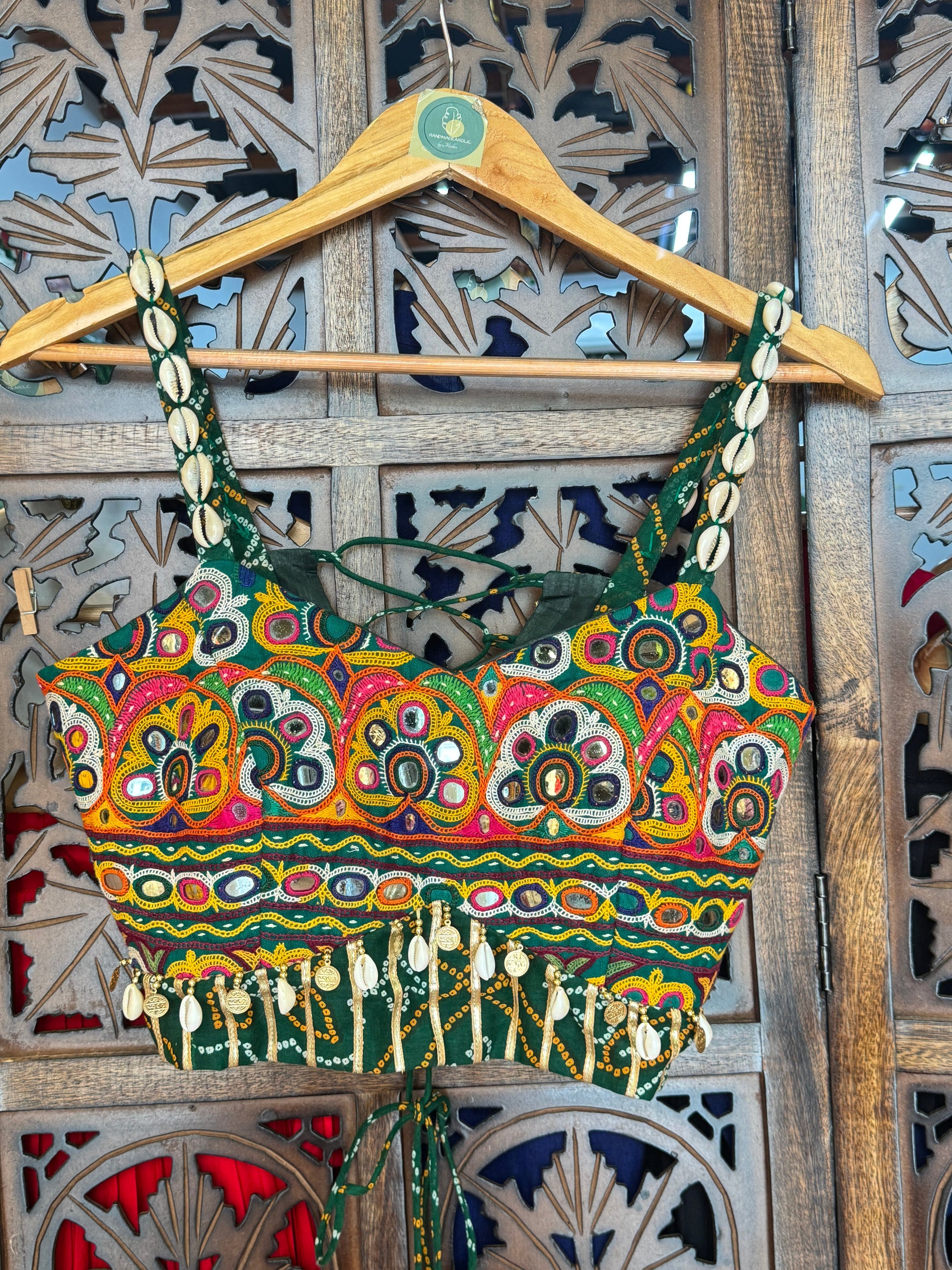 GREEN BANDHANI BLOUSE'25 HANDMADEAHOLIC BY MISHKA