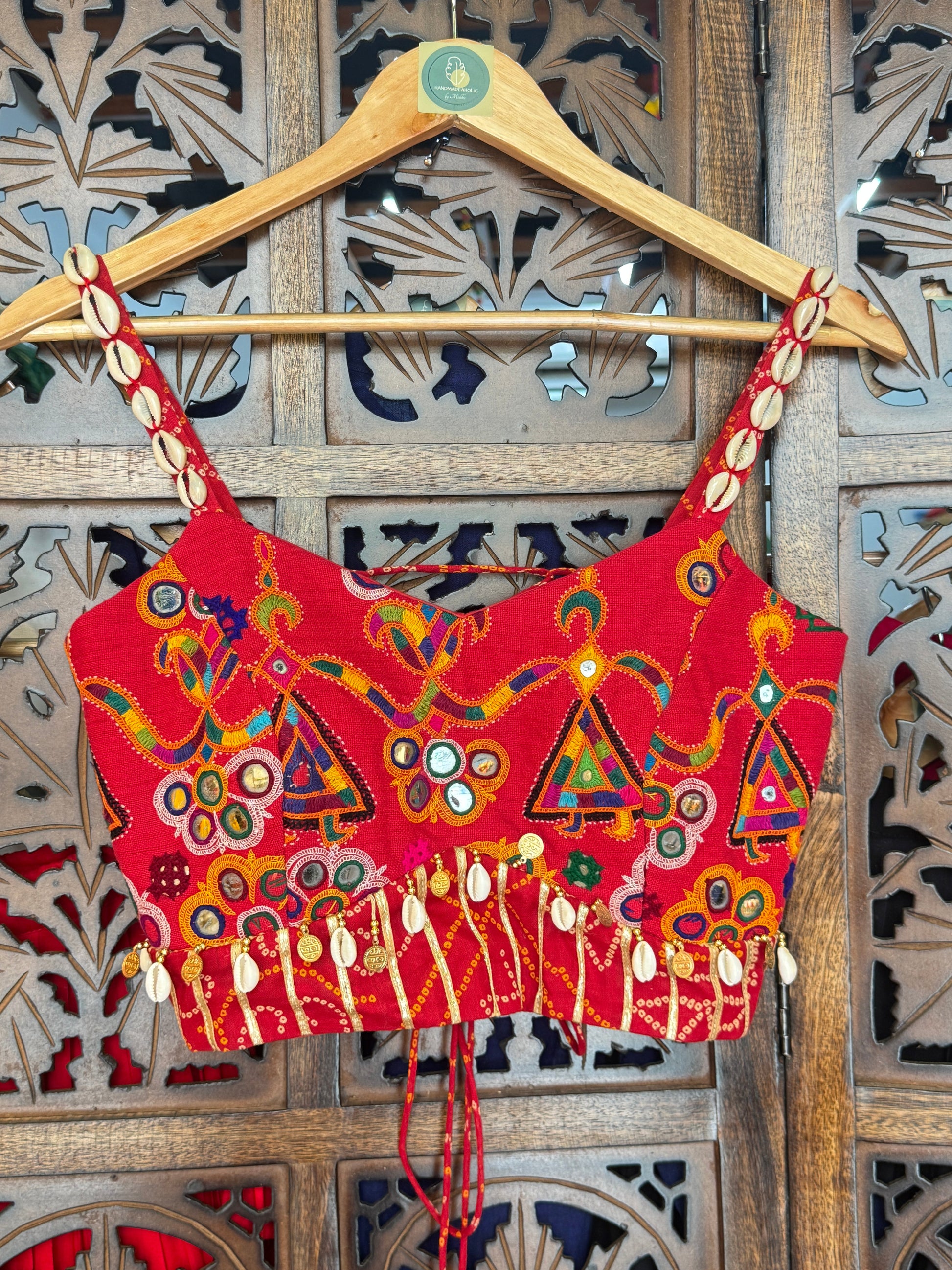 RED BANDHANI BLOUSE'25 HANDMADEAHOLIC BY MISHKA