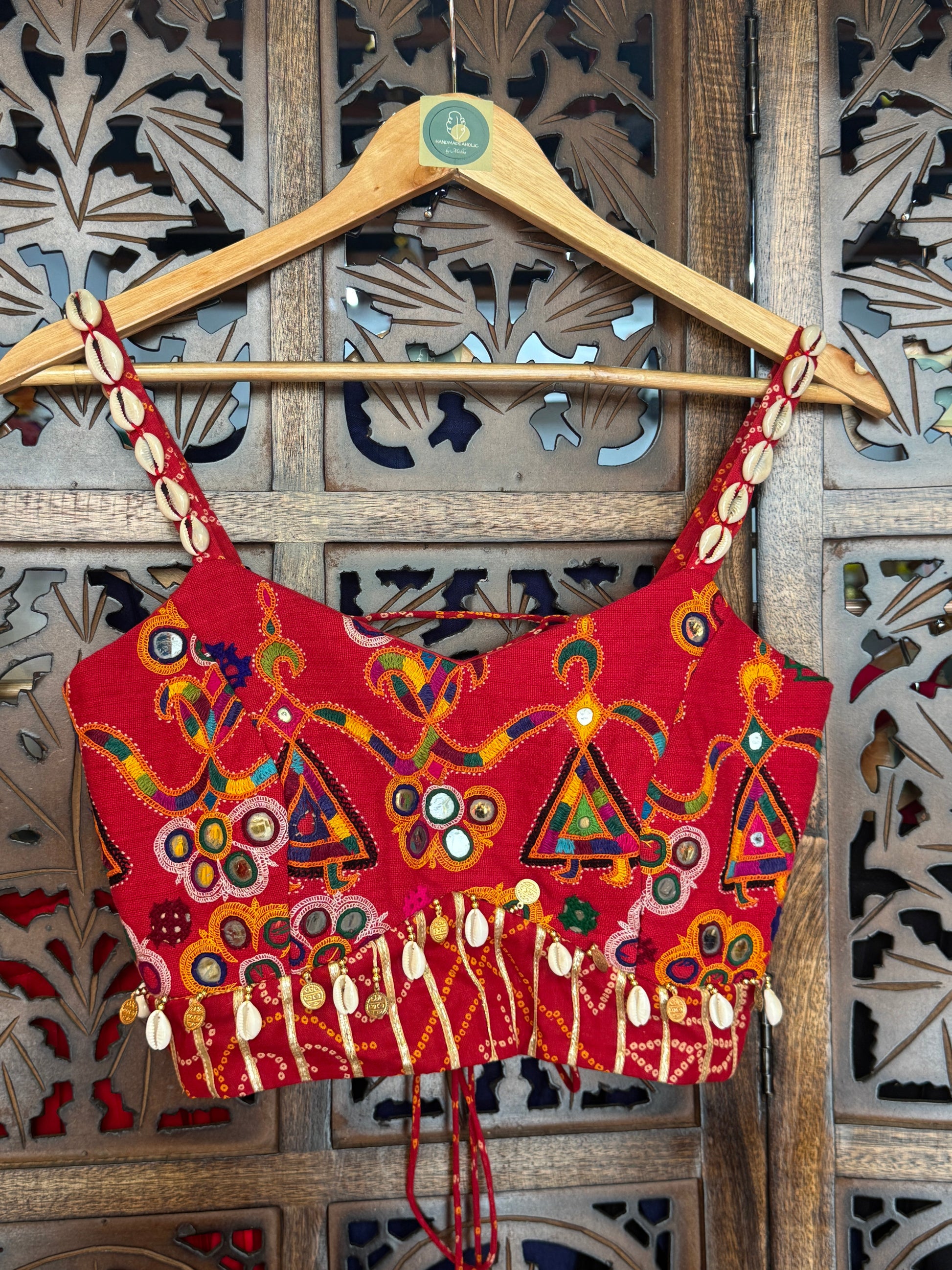 RED BANDHANI BLOUSE'25 HANDMADEAHOLIC BY MISHKA