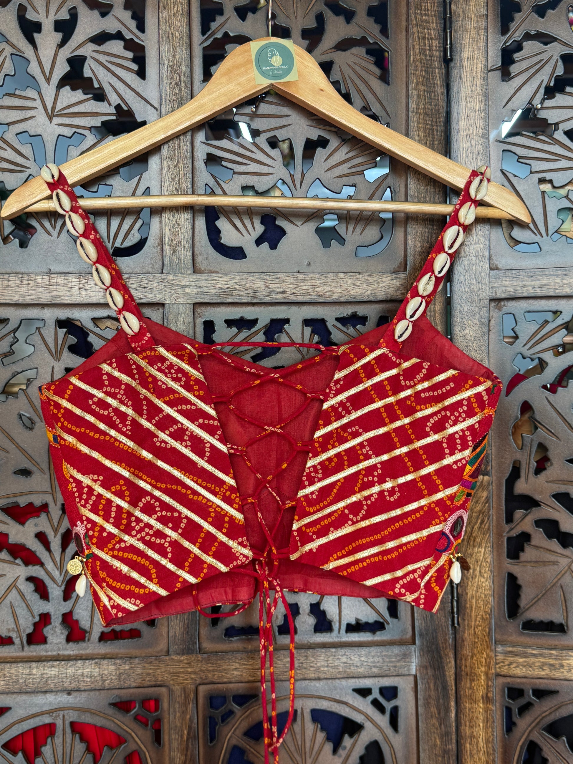 RED BANDHANI BLOUSE'25 HANDMADEAHOLIC BY MISHKA