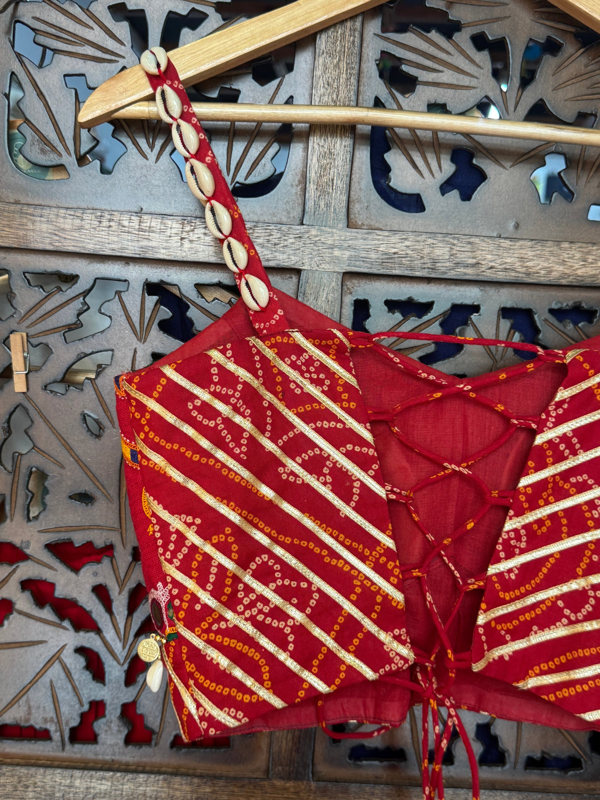 RED BANDHANI BLOUSE'25 HANDMADEAHOLIC BY MISHKA