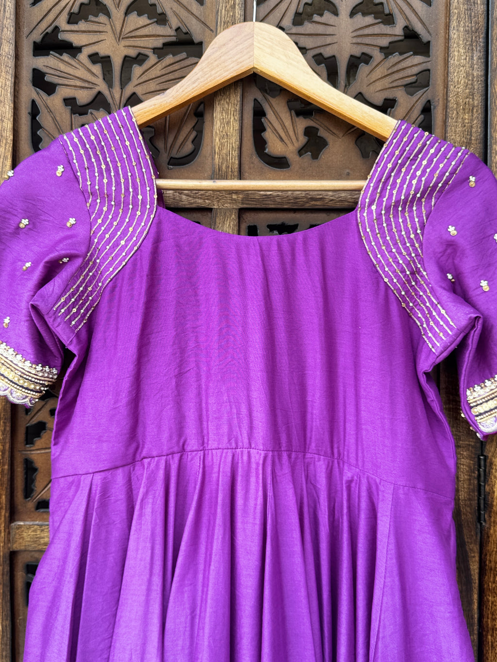 Royal Amethyst Handcrafted Chanderi Anarkali Set