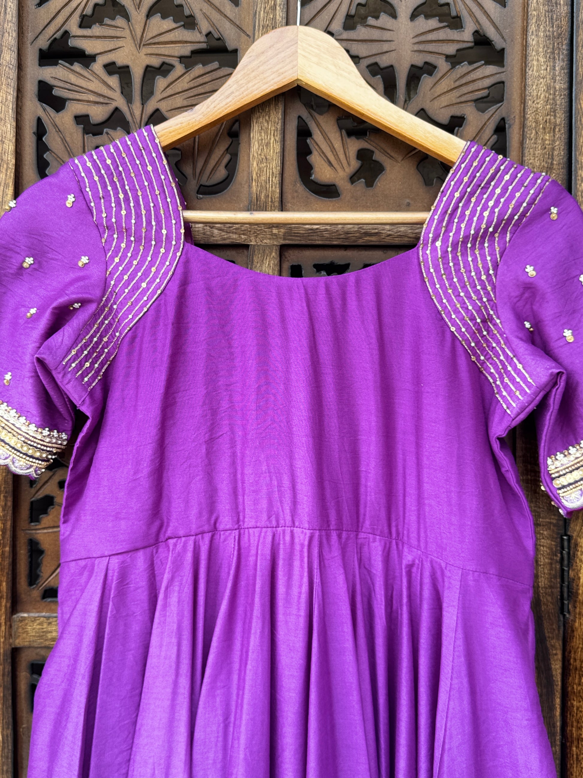 Royal Amethyst Handcrafted Chanderi Anarkali Set