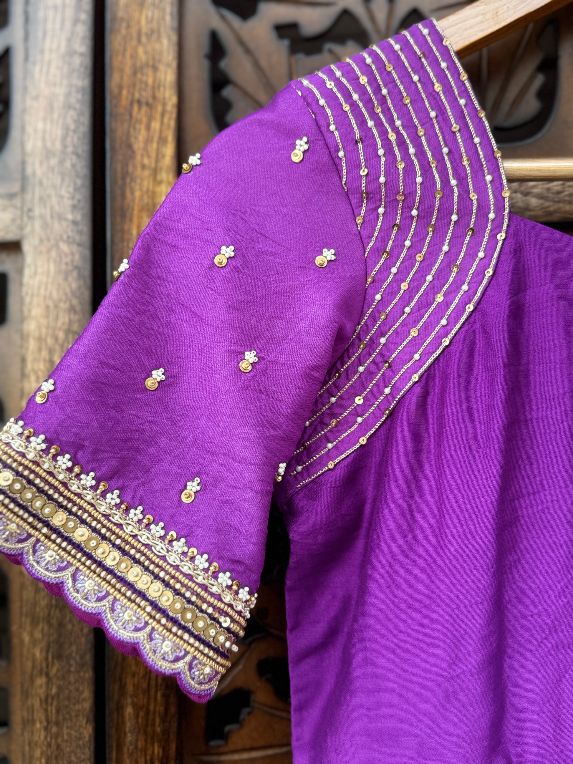 Royal Amethyst Handcrafted Chanderi Anarkali Set