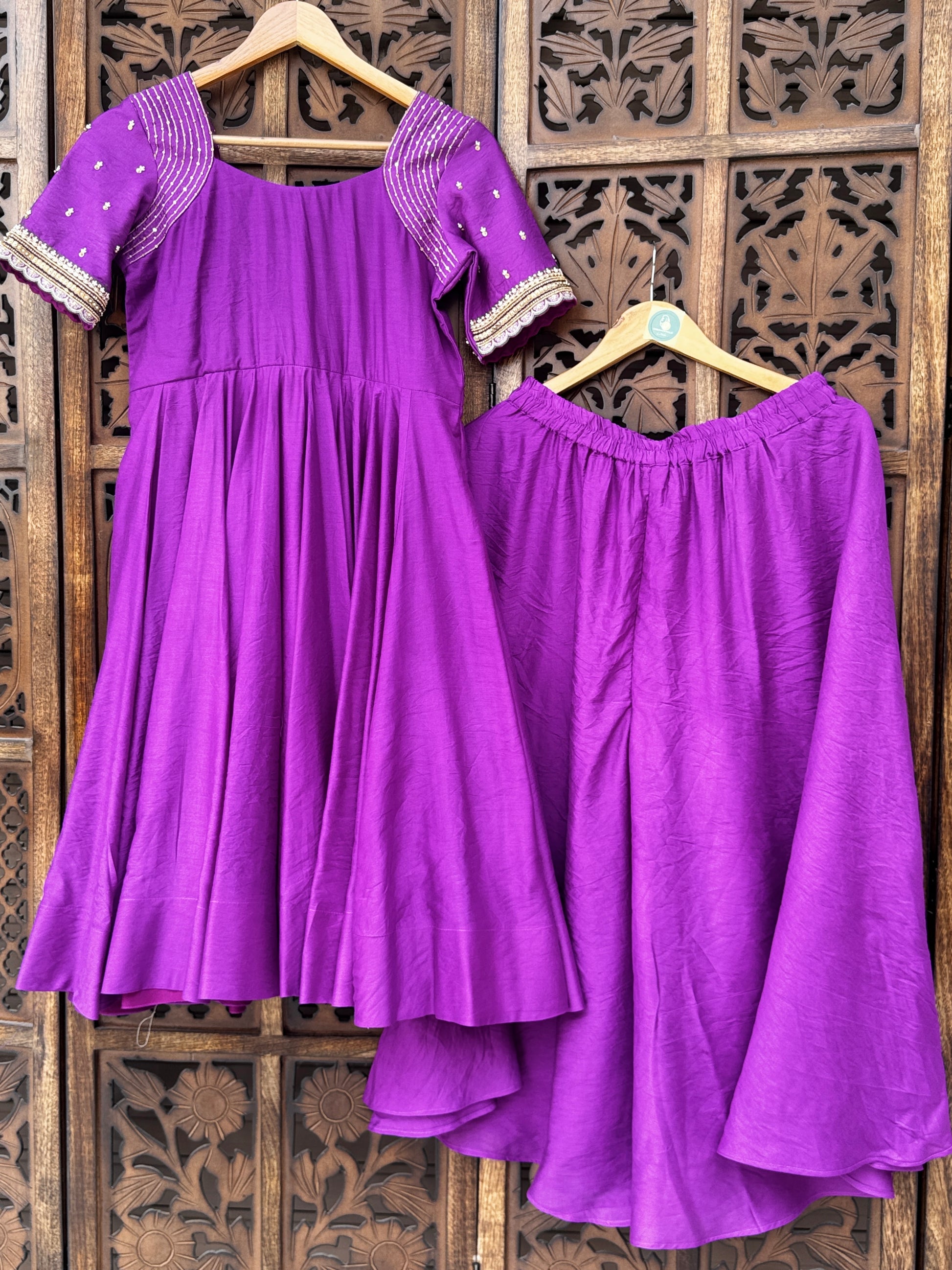 Royal Amethyst Handcrafted Chanderi Anarkali Set