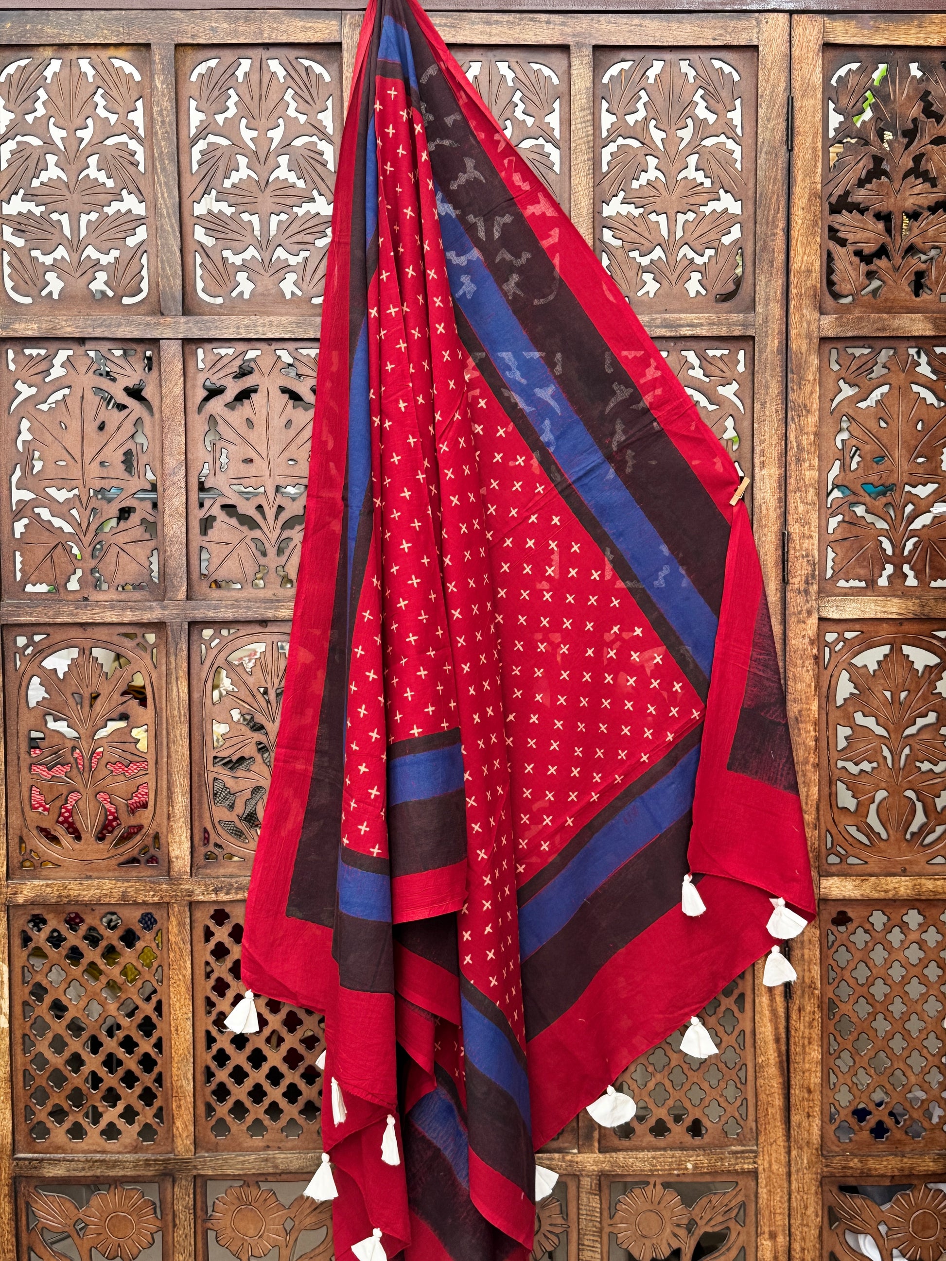 HANDBLOCK PRINTED COTTON AJRAKH DUPATTA