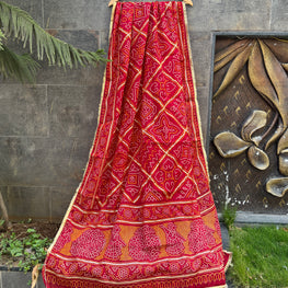 RED COTTON BANDHANI DUPATTA HANDMADEAHOLIC BY MISHKA