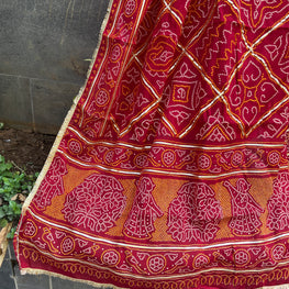 RED COTTON BANDHANI DUPATTA HANDMADEAHOLIC BY MISHKA