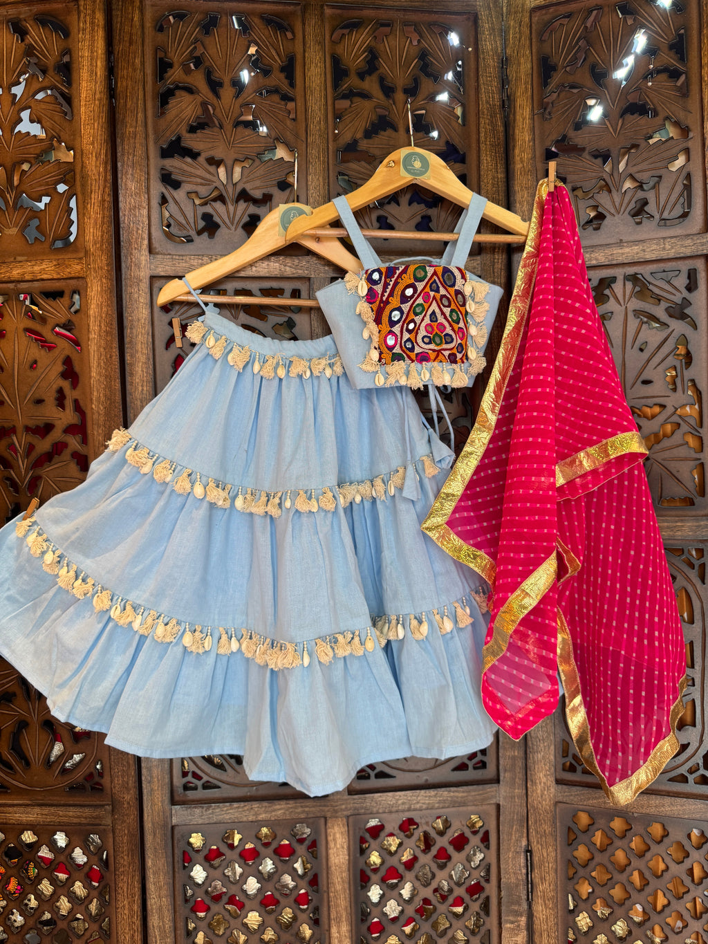 LIGTH BLUE BANJARA KIDS CHOLI HANDMADEAHOLIC BY MISHKA