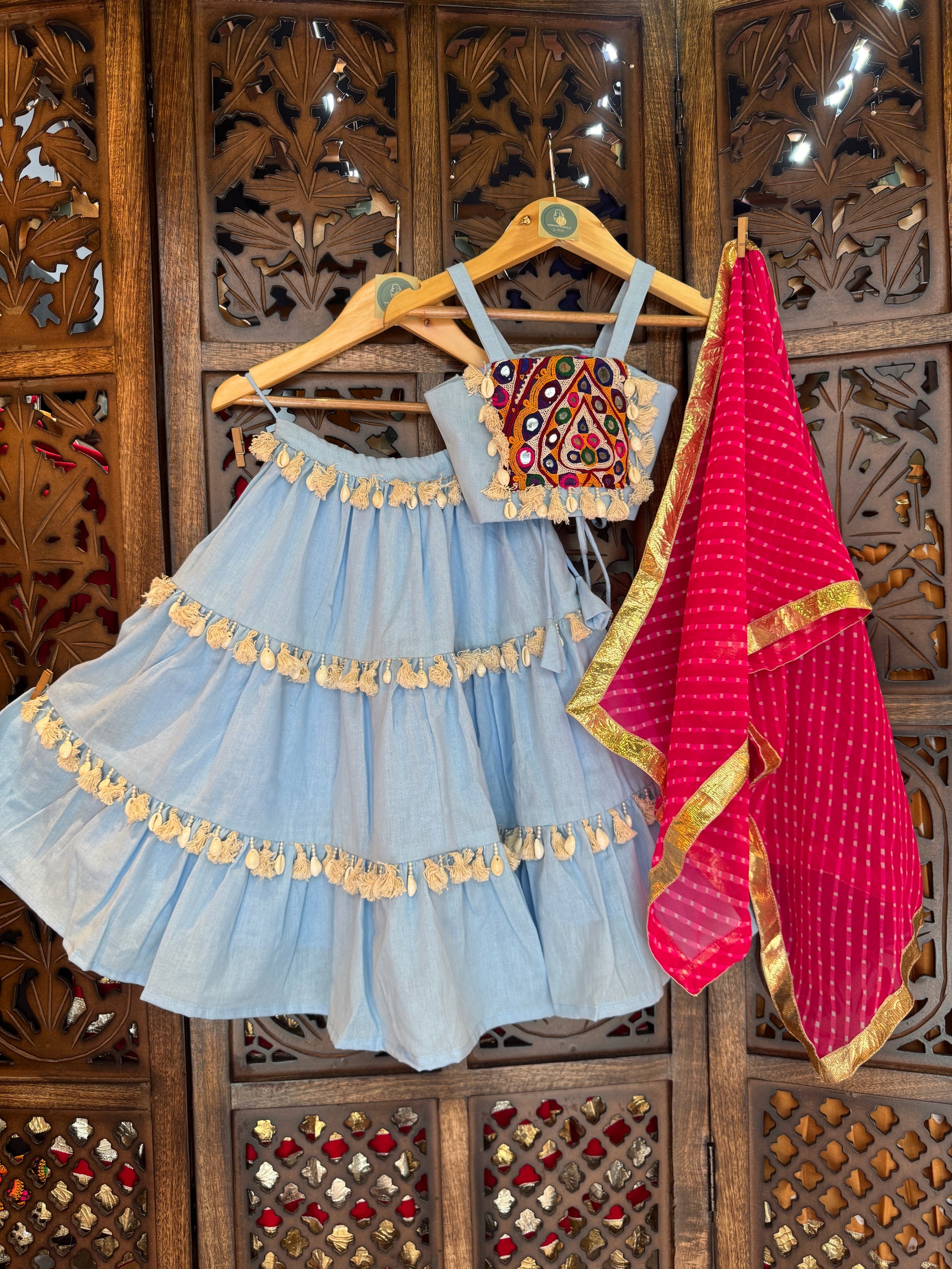 LIGTH BLUE BANJARA KIDS CHOLI HANDMADEAHOLIC BY MISHKA