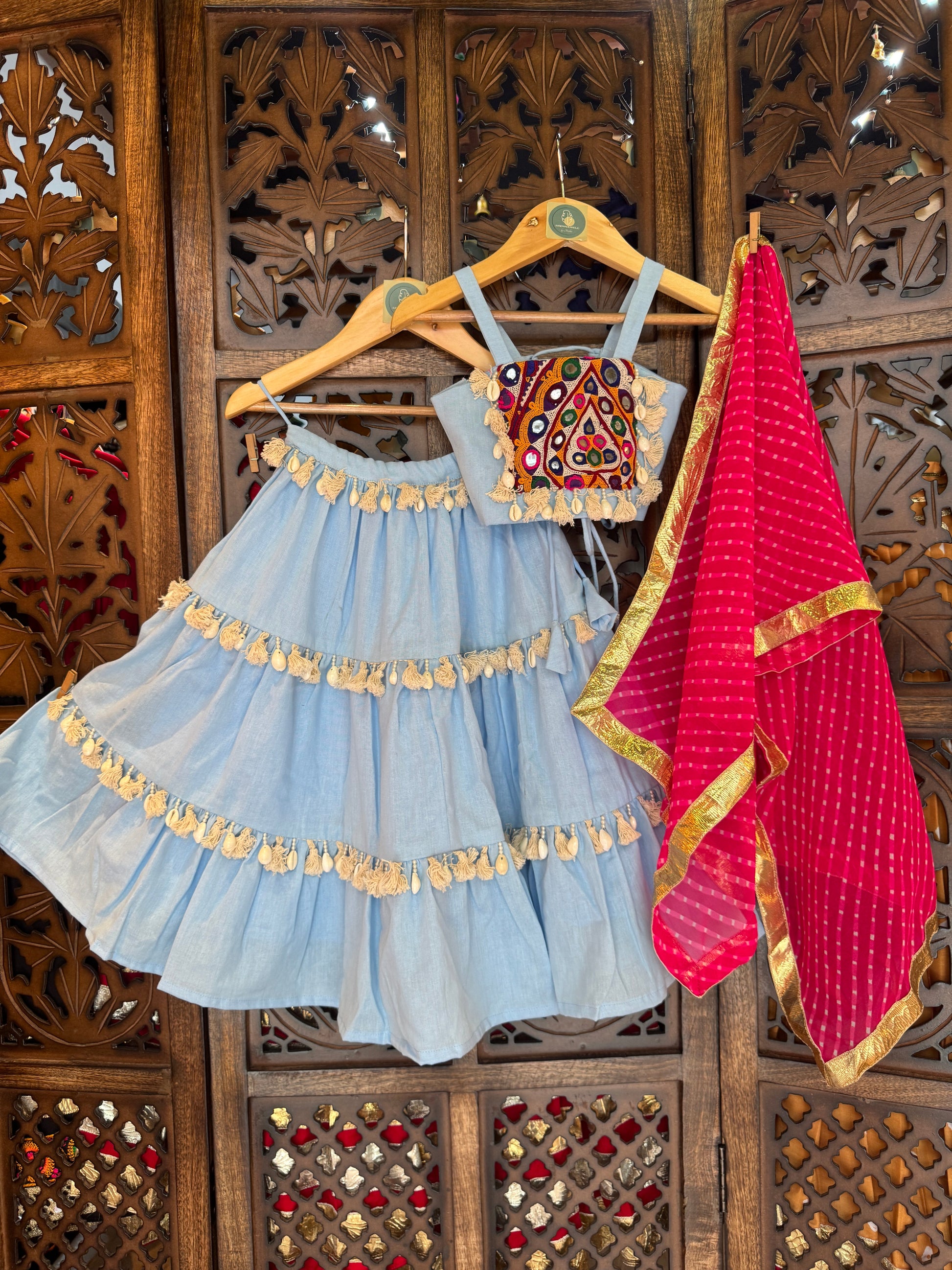 LIGTH BLUE BANJARA KIDS CHOLI HANDMADEAHOLIC BY MISHKA