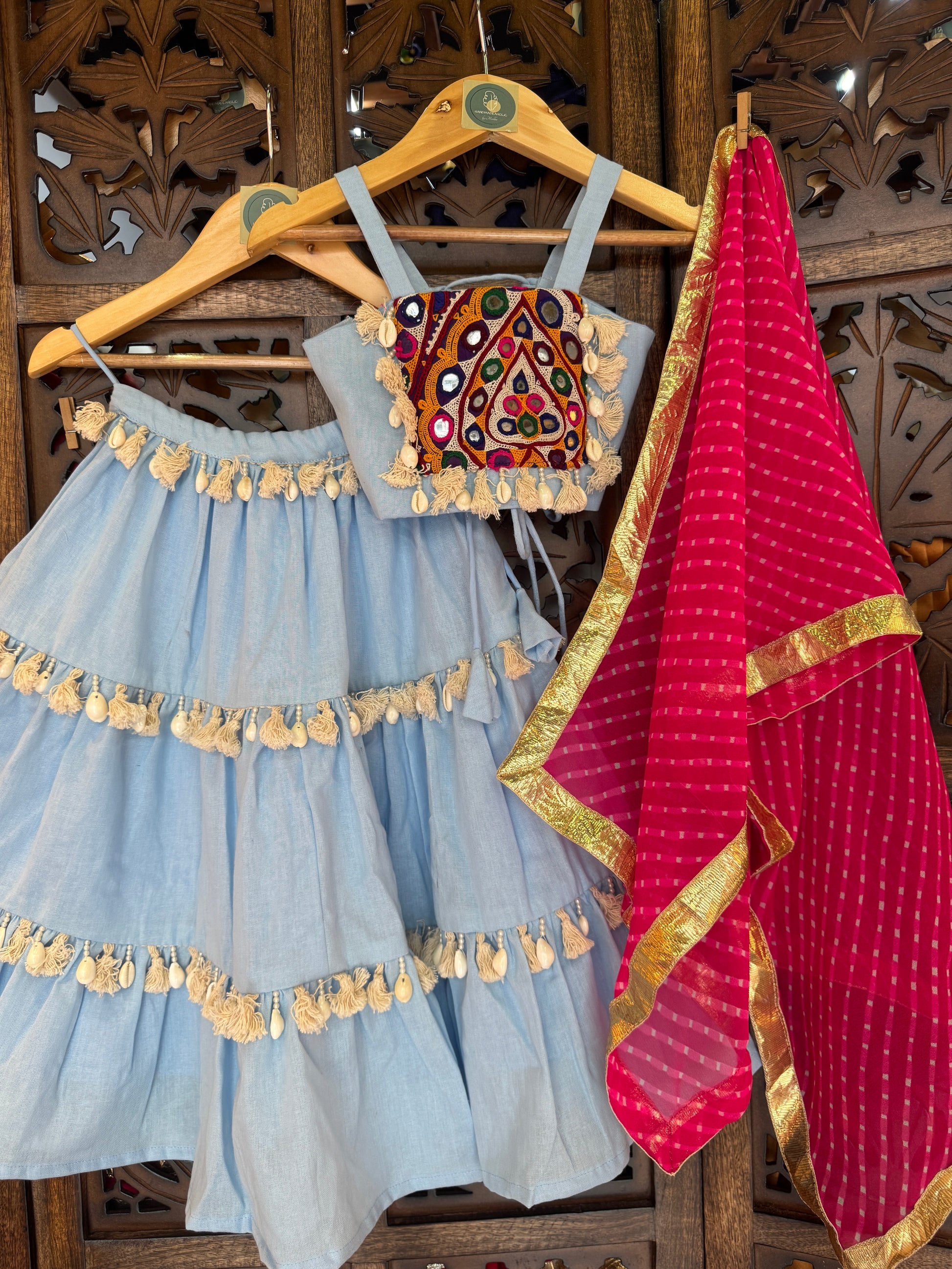LIGTH BLUE BANJARA KIDS CHOLI HANDMADEAHOLIC BY MISHKA
