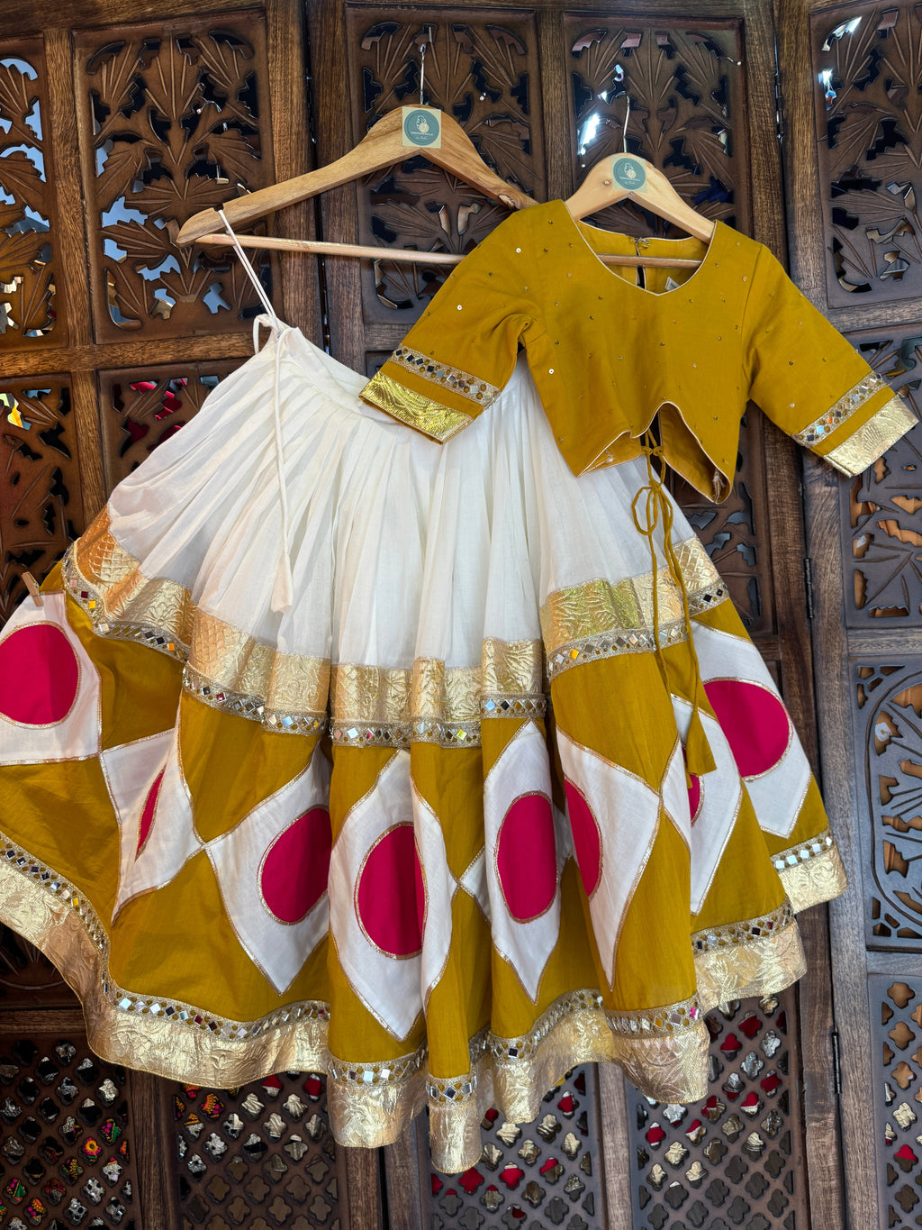 MUSTARD AND PINK KIDS CHOLI RAAS'25 HANDMADEAHOLIC BY MISHKA