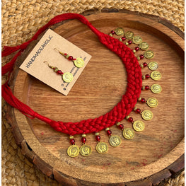 RED COIN NECKPIECE HANDMADEAHOLIC BY MISHKA