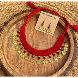 RED COIN NECKPIECE HANDMADEAHOLIC BY MISHKA