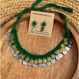 GREEN COIN NECKPIECE HANDMADEAHOLIC BY MISHKA