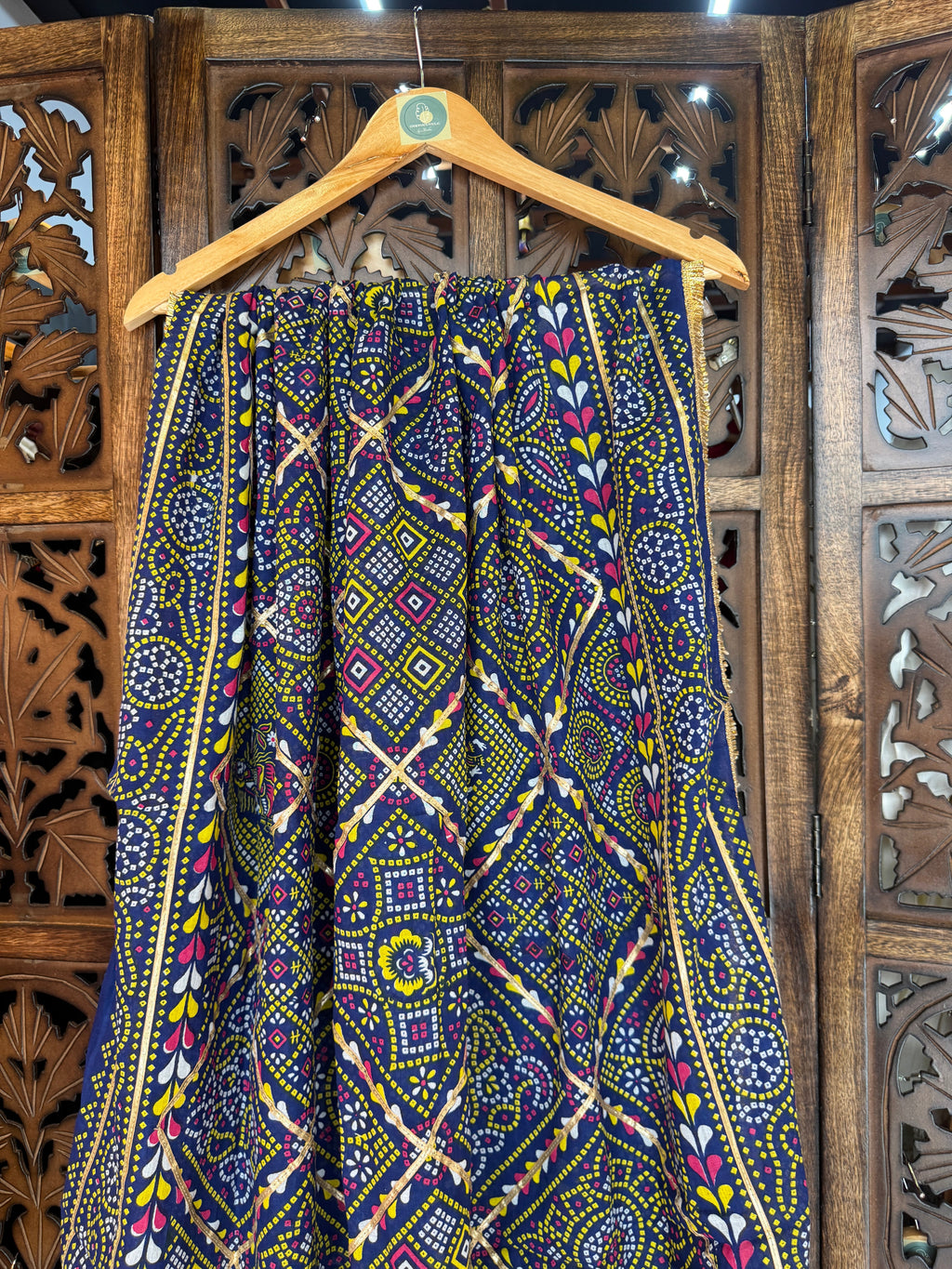 BLUE AND PINK COTTON BANDHANI DUPATTA HANDMADEAHOLIC BY MISHKA