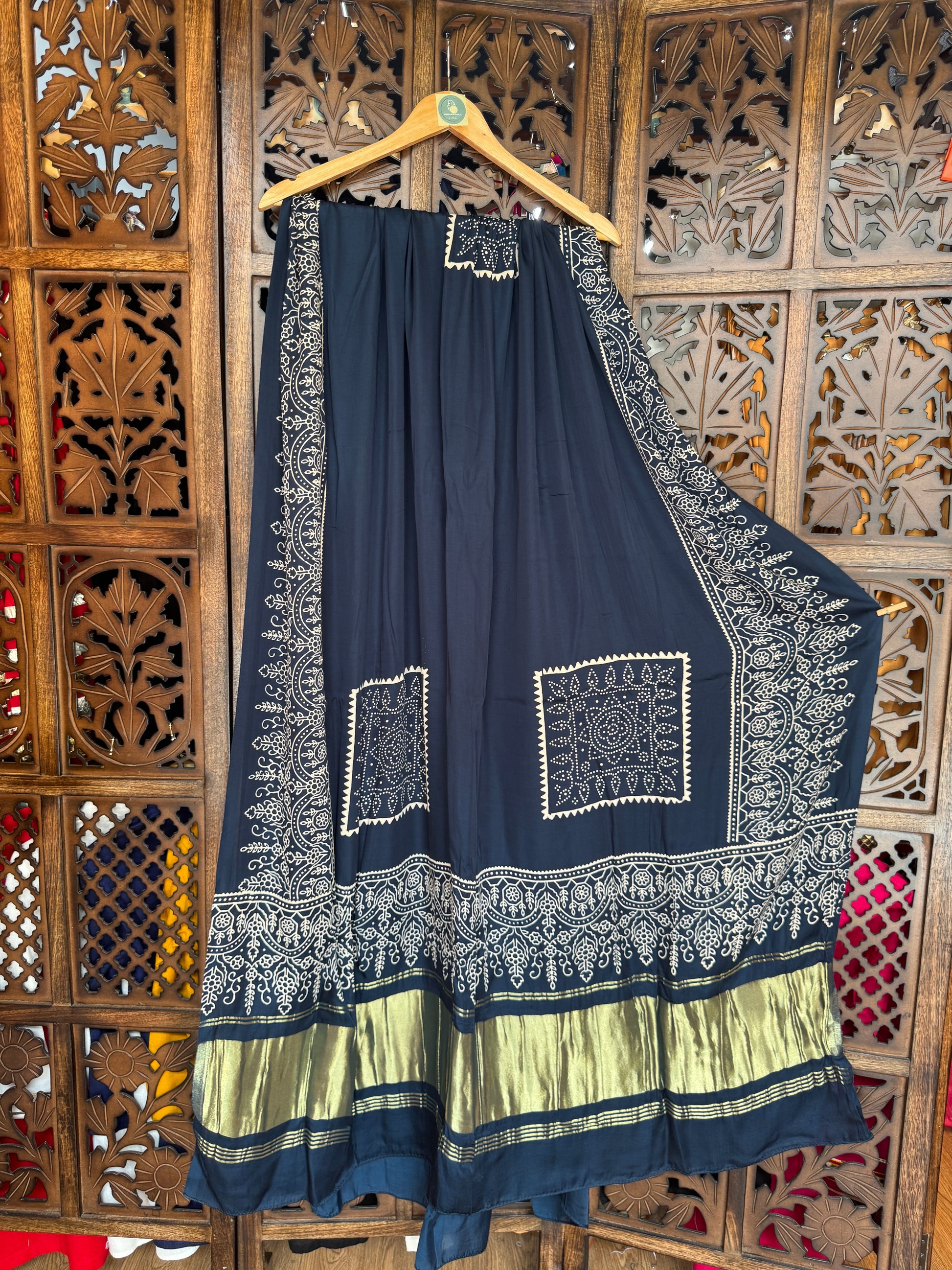 BLUE GAJJI SILK LAGDI PALLU DUPATTA HANDMADEAHOLIC BY MISHKA