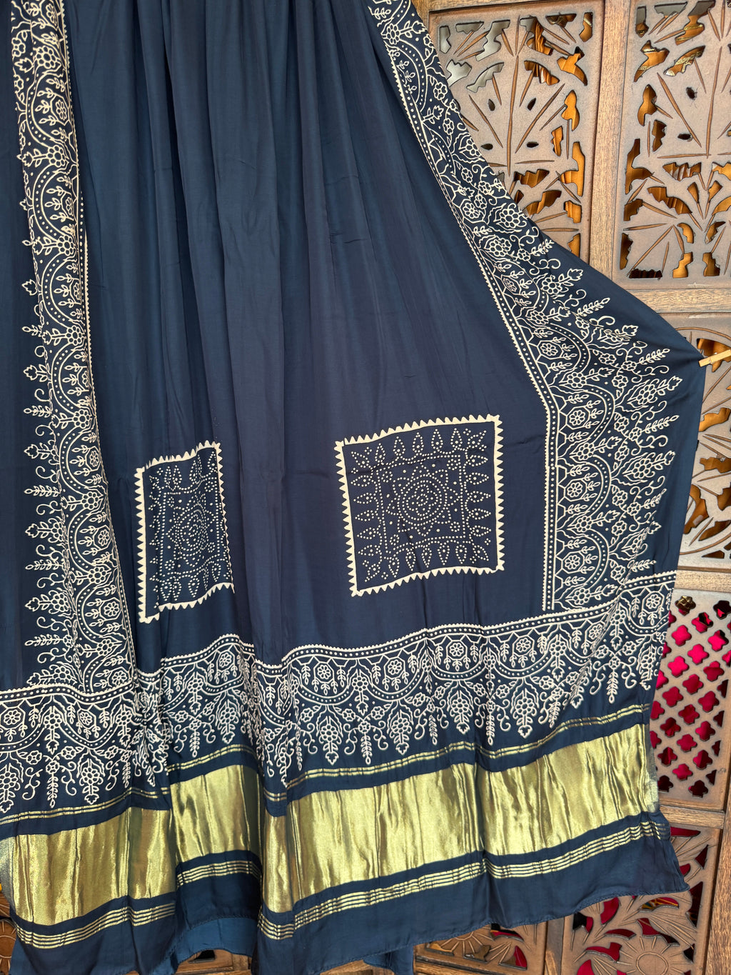 BLUE GAJJI SILK LAGDI PALLU DUPATTA HANDMADEAHOLIC BY MISHKA