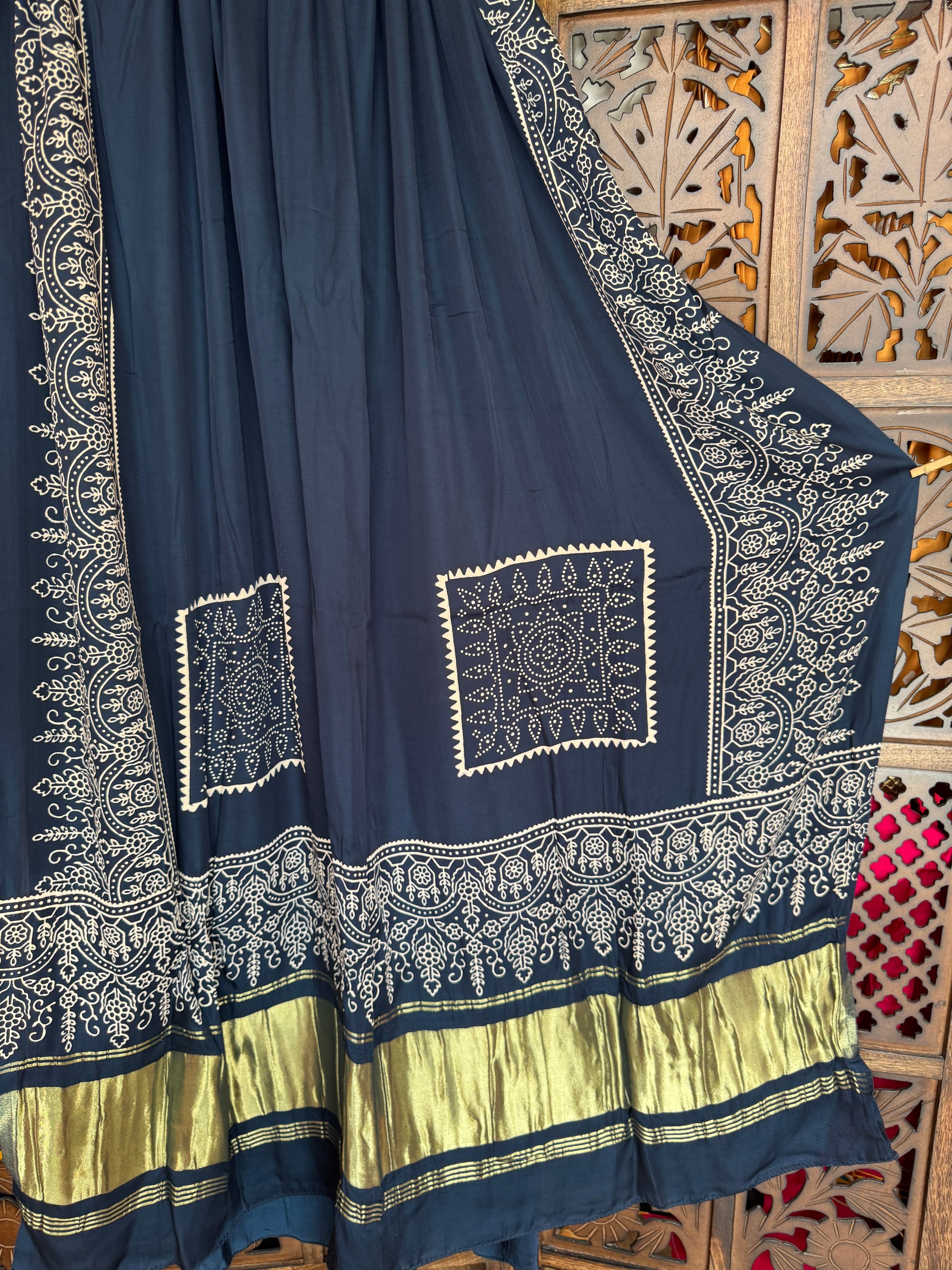 BLUE GAJJI SILK LAGDI PALLU DUPATTA HANDMADEAHOLIC BY MISHKA